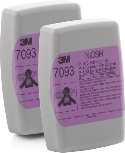 3M P100 Respirator Filter 7093B, 1 Pair, Helps Protect Against Oil and Non-Oil Based Particulates, Asbestos, Mold, Silica, Grinding, Sanding, Welding in Saudi Arabia