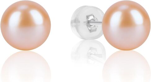 earrings studs for women pearl earrings Sterling Silver AAAAA+ Hypoallergenic White purple pink Freshwater Cultured Handpicked with Genuine Cultured pearl studs Birthday Wedding Jewelry Gift in Saudi Arabia