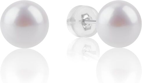 earrings studs for women pearl earrings Sterling Silver AAAAA+ Hypoallergenic White purple pink Freshwater Cultured Handpicked with Genuine Cultured pearl studs Birthday Wedding Jewelry Gift in Saudi Arabia