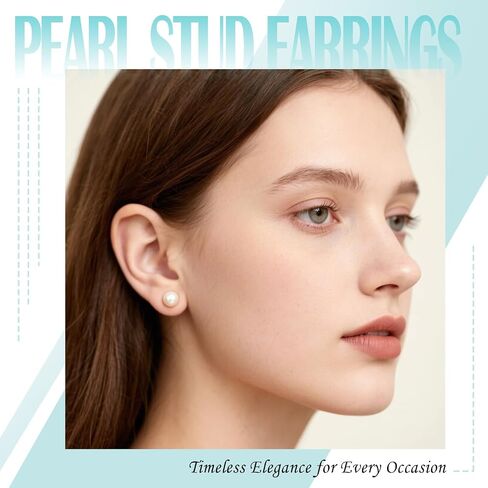 earrings studs for women pearl earrings Sterling Silver AAAAA+ Hypoallergenic White purple pink Freshwater Cultured Handpicked with Genuine Cultured pearl studs Birthday Wedding Jewelry Gift in Saudi Arabia