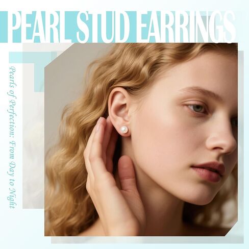 earrings studs for women pearl earrings Sterling Silver AAAAA+ Hypoallergenic White purple pink Freshwater Cultured Handpicked with Genuine Cultured pearl studs Birthday Wedding Jewelry Gift in Saudi Arabia