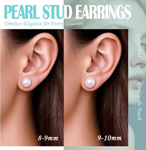 earrings studs for women pearl earrings Sterling Silver AAAAA+ Hypoallergenic White purple pink Freshwater Cultured Handpicked with Genuine Cultured pearl studs Birthday Wedding Jewelry Gift in Saudi Arabia