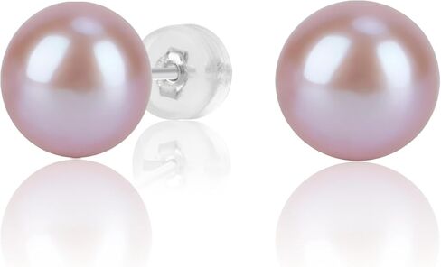 earrings studs for women pearl earrings Sterling Silver AAAAA+ Hypoallergenic White purple pink Freshwater Cultured Handpicked with Genuine Cultured pearl studs Birthday Wedding Jewelry Gift in Saudi Arabia