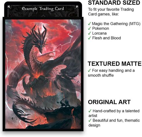 Fantasy North - Phorgoros - Plutonium Dragon - 100 Smooth Matte TCG Trading Card Sleeves - Fits Magic MTG Commander Pokemon and Other Card Games - Playing Card Sleeves in Saudi Arabia