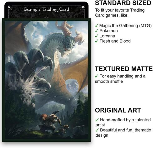 Fantasy North - Phorgoros - Plutonium Dragon - 100 Smooth Matte TCG Trading Card Sleeves - Fits Magic MTG Commander Pokemon and Other Card Games - Playing Card Sleeves in Saudi Arabia