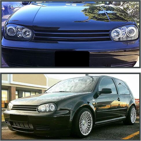SPEC-D TUNING Black Smoke Dual Halo Projector Headlights Compatible with 1999-2006 Volkswagen Golf, Golf GTI VW MK4 Left + Right Pair Headlamps Assembly in Saudi Arabia