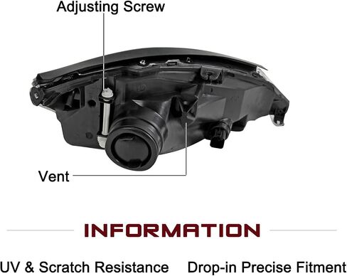 JSBOYAT Headlight Assembly Replacement for 2000 to 2004 Ford Focus Headlamp(Chrome Housing Amber Reflector) in Saudi Arabia