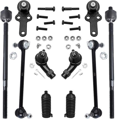 Detroit Axle - Front 10pc Suspension Kit for 2000-2004 Ford Focus 2001 2002 2003 2 Lower Ball Joints 2 Sway Bar End Links 4 Inner & Outer Tie Rods 2 Boots Replacement in Saudi Arabia
