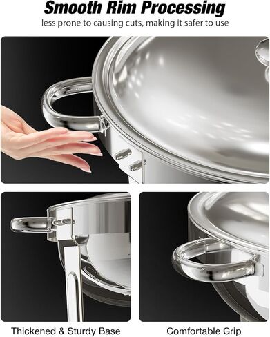 Chafing Dishes for Buffet 5QT, [95% Pre-Assembled] Round Chafing Dish Buffet Set w/Lid Holder, Stainless Steel Chafers and Buffet Warmers Sets for Parties, Wedding, Camping, Dinner (2) in Kuwait