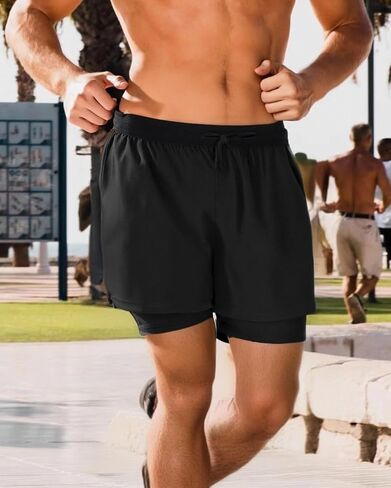 Men's Athletic Shorts Lightweight Quick Dry Gym Training Shorts with Elastic Waistband and Zipper Pockets in Saudi Arabia
