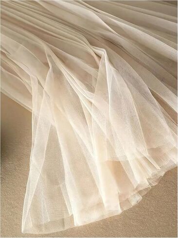 تنانير GORGLITTER النسائية ذات الثنيات المرنة ذات الخصر العالي الشبكي المتدفق على شكل حرف a للحفلات تنورة توتو طويلة in Kuwait