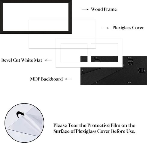 5x7 Double Picture Frame Collage 2 Openings, 8.5"x11" Multi Photo Collage Frame 5"x7" Gallery Wall Decor Wooden, Black Frame with White Mat, Wood in Saudi Arabia