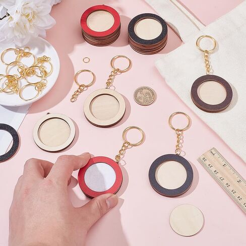 FREEBLOSS 12 Pcs Mini Embroidery Frame Keychain Wooden Frame Keychain Handmade Embroidered Keychains in Saudi Arabia