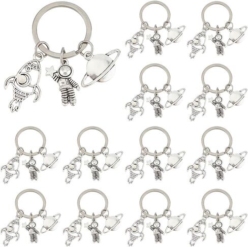 SUPERFINDINGS 16Pcs Planet Astronaut Keychain Alloy Spaceman Rocket Charms Pendants Keyring Space Theme Accessories with Keyring Astronaut Space Party Favors for Backpack Bag Purse Gifts in Saudi Arabia