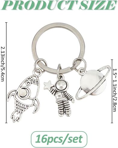 SUPERFINDINGS 16Pcs Planet Astronaut Keychain Alloy Spaceman Rocket Charms Pendants Keyring Space Theme Accessories with Keyring Astronaut Space Party Favors for Backpack Bag Purse Gifts in Saudi Arabia