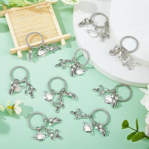 SUPERFINDINGS 16Pcs Planet Astronaut Keychain Alloy Spaceman Rocket Charms Pendants Keyring Space Theme Accessories with Keyring Astronaut Space Party Favors for Backpack Bag Purse Gifts in Saudi Arabia