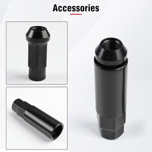 M12x1.5 Open End Lug Wheel Nut Set – 20 PCS Tapered Acorn Seat Wheel Nuts with Socket Key, Compatible with Toyota, Honda, Chevy, Ford, Hyundai, Lexus (Titanium M12 x P1.5) in Kuwait
