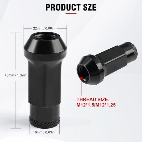 M12x1.5 Open End Lug Wheel Nut Set – 20 PCS Tapered Acorn Seat Wheel Nuts with Socket Key, Compatible with Toyota, Honda, Chevy, Ford, Hyundai, Lexus (Titanium M12 x P1.5) in Kuwait