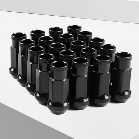 M12x1.5 Open End Lug Wheel Nut Set – 20 PCS Tapered Acorn Seat Wheel Nuts with Socket Key, Compatible with Toyota, Honda, Chevy, Ford, Hyundai, Lexus (Titanium M12 x P1.5) in Kuwait