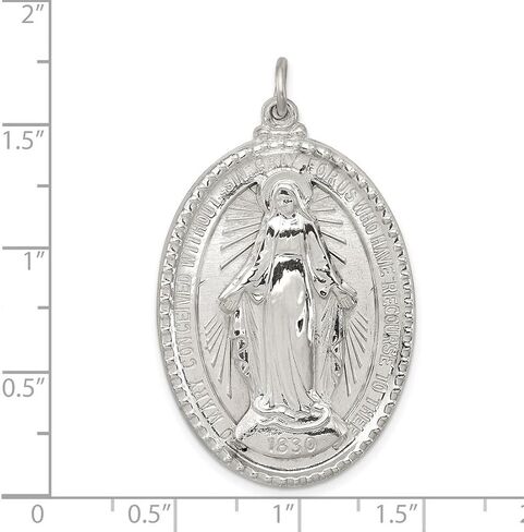 JewelryWeb 925 فضة الصلبة مصقول غير منقوشة ميدالية معجزة قلادة قلادة 43x26 مللي متر واسعة قلادة للنساء in Saudi Arabia