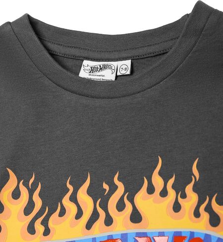 Hot Wheels Boys' Grey Long-Sleeved T-Shirt, Size 7-8 Years, Slim Fit, Officially Licensed in Saudi Arabia