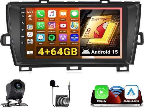 راديو ستيريو للسيارة 8 Core 6+128G Android 13 لسيارة Toyota Prius 2010-2015 Wireless Carplay Android Auto، 9 بوصة IPS 1280 * 720 شاشة لمس ستيريو مع BT 5.0/32 EQ DSP/AHD كاميرا احتياطية/GPS/WiFi/FM RDS in Saudi Arabia