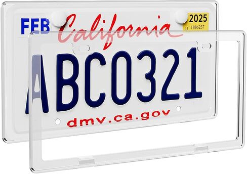 Transparent License Plate Frames 2 Pack,License Plate Holder Without Obstruction.Rustproof, Rattle Proof & Weatherproof Universal Car Accessories with Screw Caps (White),by Malomatt in Saudi Arabia