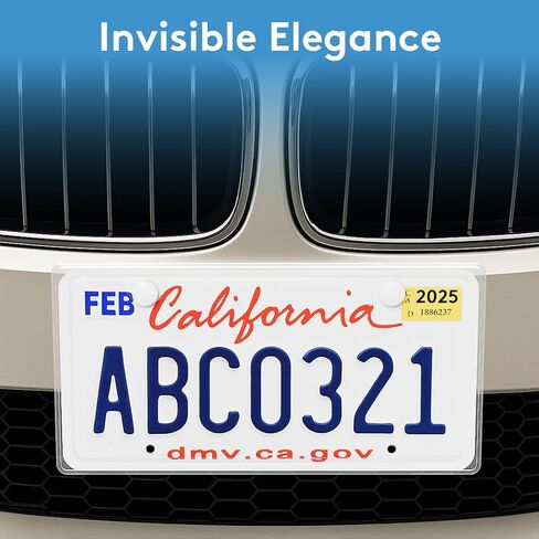 Transparent License Plate Frames 2 Pack,License Plate Holder Without Obstruction.Rustproof, Rattle Proof & Weatherproof Universal Car Accessories with Screw Caps (White),by Malomatt in Saudi Arabia