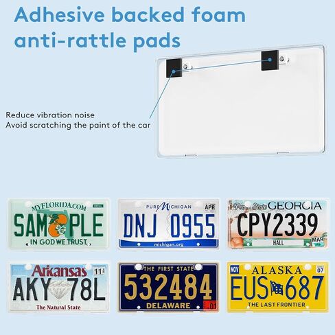Transparent License Plate Frames 2 Pack,License Plate Holder Without Obstruction.Rustproof, Rattle Proof & Weatherproof Universal Car Accessories with Screw Caps (White),by Malomatt in Saudi Arabia