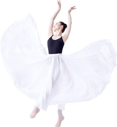 720 Degree Lyrical Dance Skirt for Women, Elastic Waist Long Dance Skirt for Ballet Belly Photography Performance in Kuwait