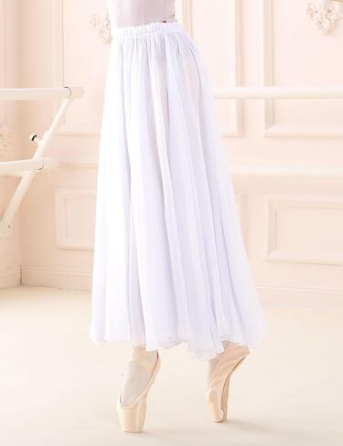 720 Degree Lyrical Dance Skirt for Women, Elastic Waist Long Dance Skirt for Ballet Belly Photography Performance in Kuwait
