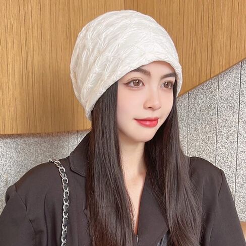 Fashion Autumn Winter Warm Hats Solid Color Women Baggy Slouchy Beanie Hat Fordable Outdoor Girls Wrinkled Thin Bonnet Cap in Saudi Arabia