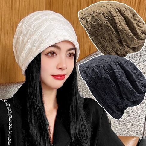 Fashion Autumn Winter Warm Hats Solid Color Women Baggy Slouchy Beanie Hat Fordable Outdoor Girls Wrinkled Thin Bonnet Cap in Saudi Arabia