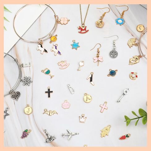 SANNIX 400Pcs Charms for Jewelry Making, Assorted Gold Enamel Charms Jewelry Bangle Charm Pendants Bracelet Necklace Earrings Making and Crafting in Kuwait