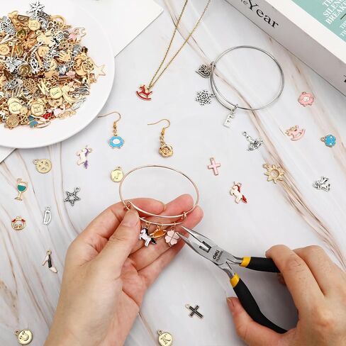 SANNIX 400Pcs Charms for Jewelry Making, Assorted Gold Enamel Charms Jewelry Bangle Charm Pendants Bracelet Necklace Earrings Making and Crafting in Kuwait