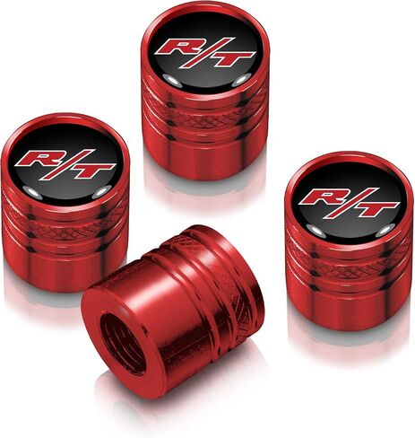 iPick Image for Dodge R/T Logo in Black on Red Aluminum Cylinder-Style Tire Valve Stem Caps in Saudi Arabia