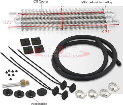 AJP Distributors Universal Car Power Steering Transmission Engine Motor Cooling 4 Row Coolant Remote Aluminum Oil Cooler Extra Radiator Relocation Upgrade Kit 15.75" X 5.0" X 0.75" in Saudi Arabia