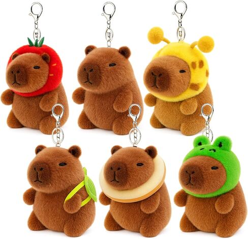 4 Pack Capybara Keychain Plush, Capybara Stuffed Animal Toys with Clothes Accessories, Classroom Birthday Party Favors Gifts for Kids in Saudi Arabia