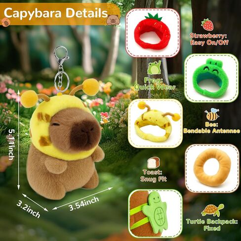 4 Pack Capybara Keychain Plush, Capybara Stuffed Animal Toys with Clothes Accessories, Classroom Birthday Party Favors Gifts for Kids in Saudi Arabia