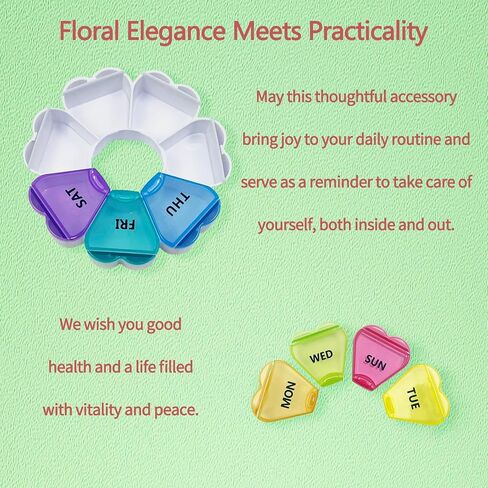 Large Weekly Pill Organizer,7 Day Cute Heart Pill Organizer,Weekly Container for Fish Oil/Medicine/Supplements (Multicolor2+Multicolor3) in Saudi Arabia
