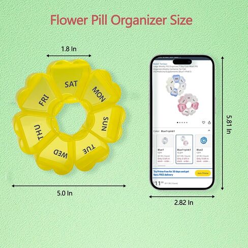 Large Weekly Pill Organizer,7 Day Cute Heart Pill Organizer,Weekly Container for Fish Oil/Medicine/Supplements (Multicolor2+Multicolor3) in Saudi Arabia