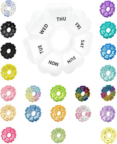 Large Weekly Pill Organizer,7 Day Cute Heart Pill Organizer,Weekly Container for Fish Oil/Medicine/Supplements (Multicolor2+Multicolor3) in Saudi Arabia