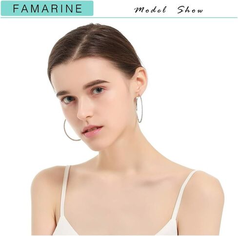 FAMARINE Gold Silver CZ Open C Hoops Earrings, Crystal Cubic Zirconia Hoop Earring Gift for Women in Saudi Arabia
