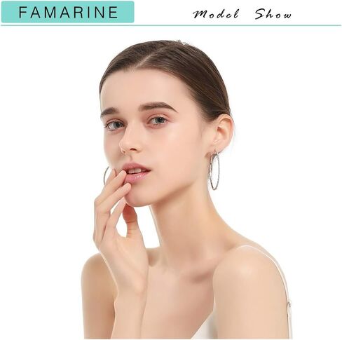 FAMARINE Gold Silver CZ Open C Hoops Earrings, Crystal Cubic Zirconia Hoop Earring Gift for Women in Saudi Arabia
