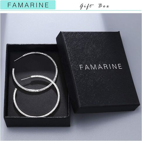 FAMARINE Gold Silver CZ Open C Hoops Earrings, Crystal Cubic Zirconia Hoop Earring Gift for Women in Saudi Arabia