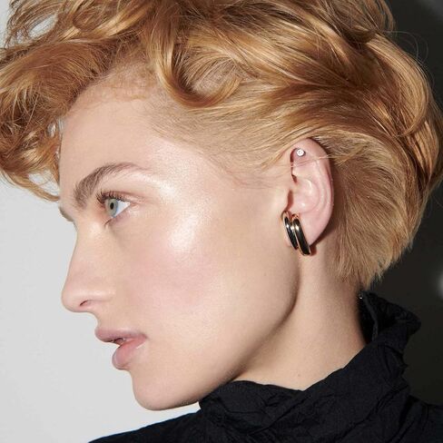 Two Tone Chain Hoop Earrings for Women Dainty Gold Silver Dangling Chain Earrings Lightweight Double Open Hoops Mixed Metal Trendy Fashion Jewelry in Saudi Arabia