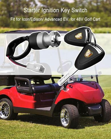 Ignition Starter Switch Fit for Icon/Edison/Advanced 48V Electric Golf Cart, Starter Ignition Switch Assembly with 2 Keys and 2 Pin Plug in Saudi Arabia