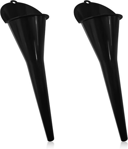 2 PCS Long Neck Oil Funnes for Automotive Use, Multi-Function Plastic Funnel for Oil Change, No Spill Fuel Funnel for Filling Coolant, Transmission Fluid, Engine Oils, Gas Lubricants (Black) in Saudi Arabia