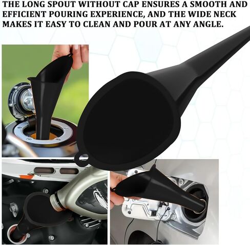 2 PCS Long Neck Oil Funnes for Automotive Use, Multi-Function Plastic Funnel for Oil Change, No Spill Fuel Funnel for Filling Coolant, Transmission Fluid, Engine Oils, Gas Lubricants (Black) in Saudi Arabia