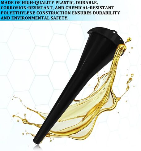 2 PCS Long Neck Oil Funnes for Automotive Use, Multi-Function Plastic Funnel for Oil Change, No Spill Fuel Funnel for Filling Coolant, Transmission Fluid, Engine Oils, Gas Lubricants (Black) in Saudi Arabia
